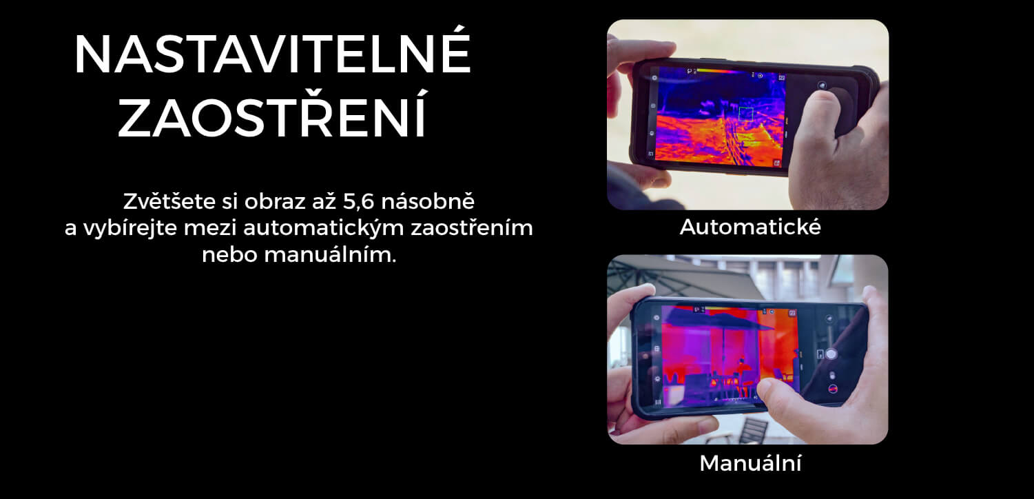 AGM G2 Guardian s automatickým a manuálním zaostřením u termokamery